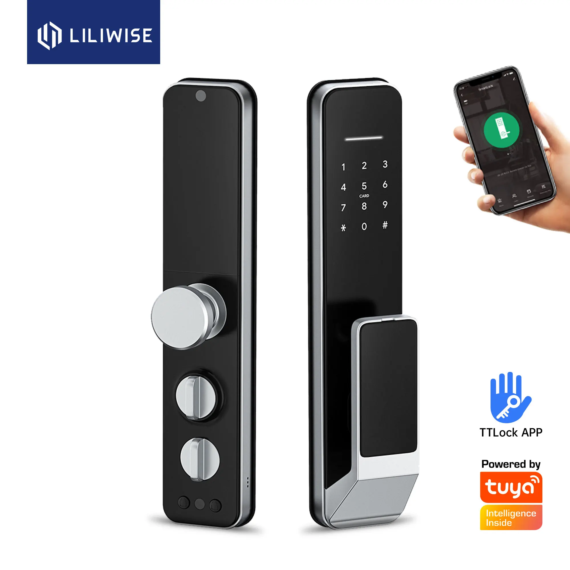 

Liliwise Face Recognition Door Lock Automatic Locking with Face Scan Camera Fingerprint Keypad Lock Tuya Wifi Smart Door Lock