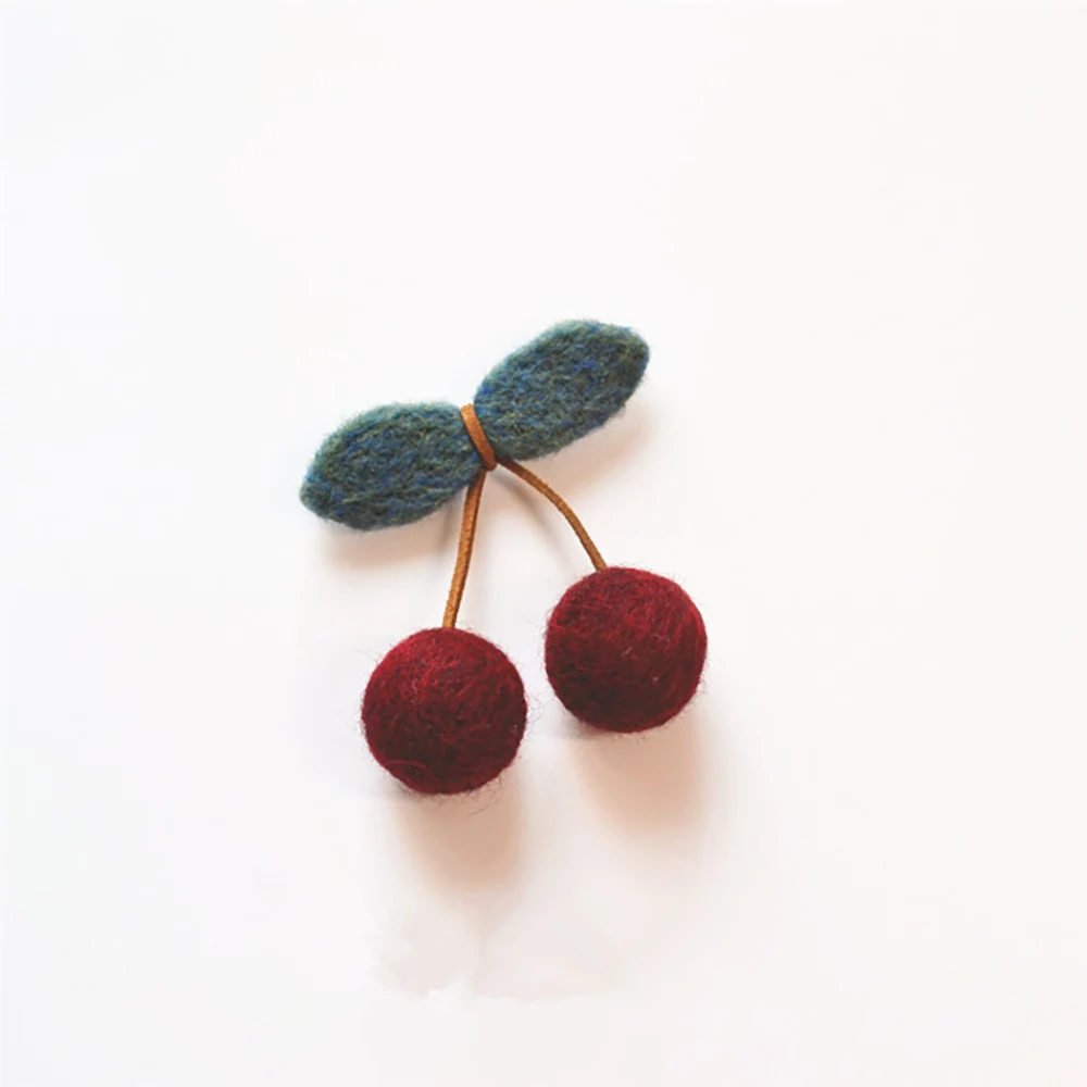 1 Piece 7*8 CM New Handmade Felted Wool Delicate Cherry Brooch Dress Sweaters Perfect Match Single Product