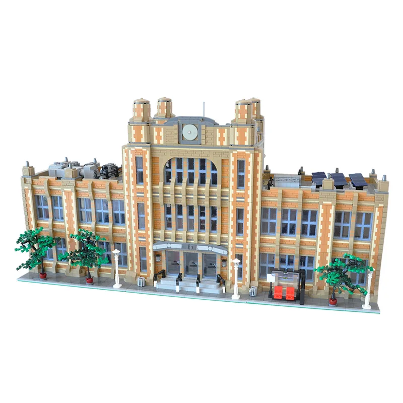 BuildMOC Middle School Architecture School Building Blocks Assembled Modular Bricks Construct Education Game Toys Children Gifts