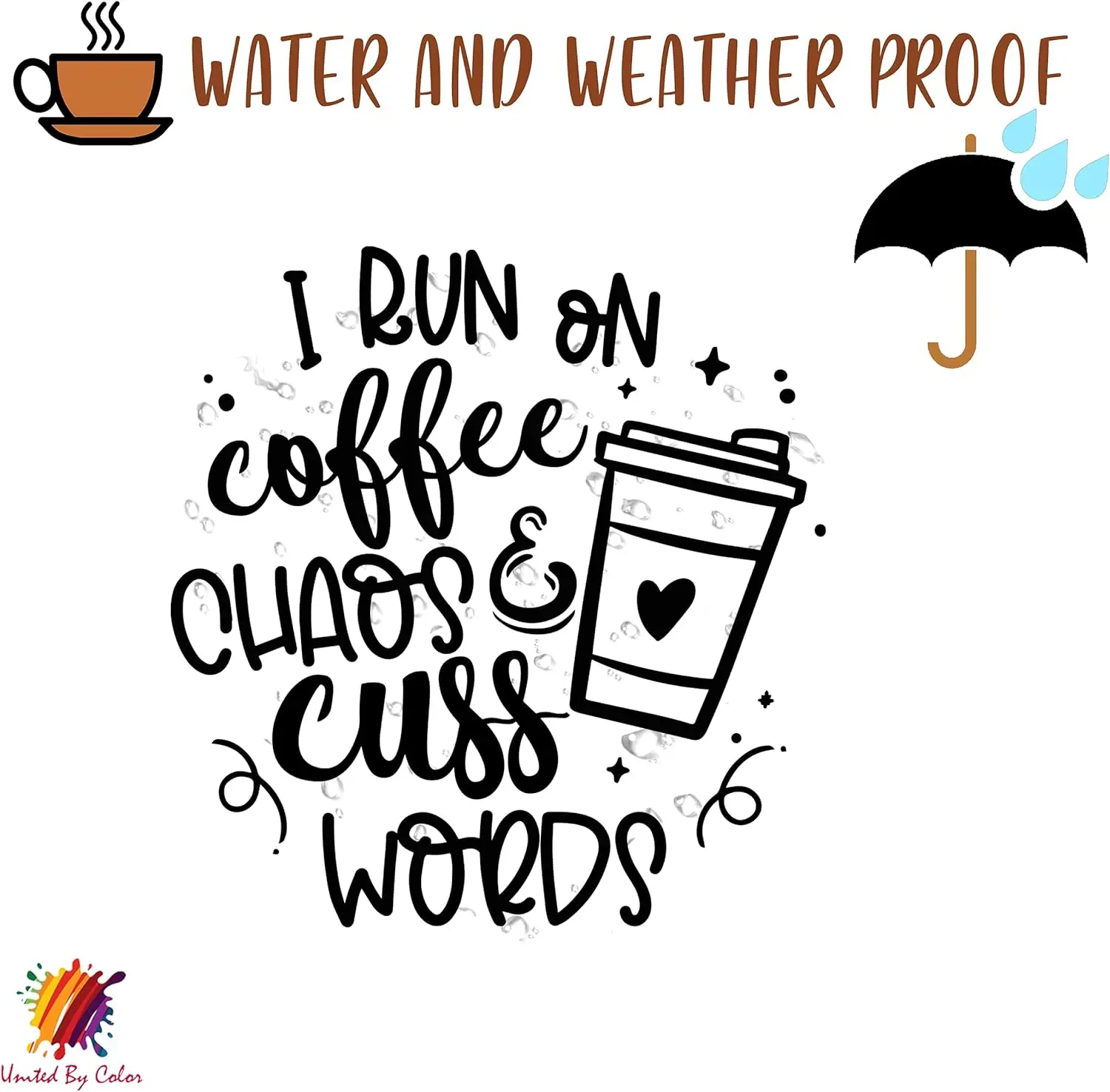 

1 шт. I Run On Coffee Chaos and Cuss Words — автомобильные наклейки для женщин — водонепроницаемая наклейка на кофейную чашку, не выцветает, используется