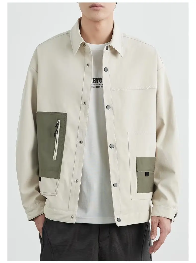 

Новинка 2023, мужская повседневная куртка с воротником, универсальная верхняя одежда для тренировок, гонконгский повседневный топ-джат для мужчин