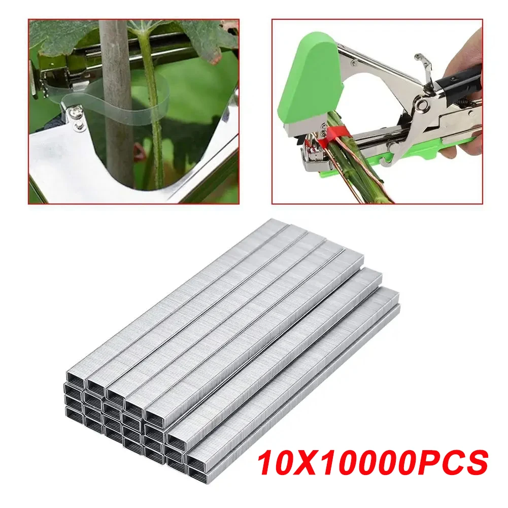 

10X10000 PCS Plant Tapetool Staples Garden Plant Tying Machine Tape Tool Branch Binding Nail for Grapes Raspberries Tomatoes