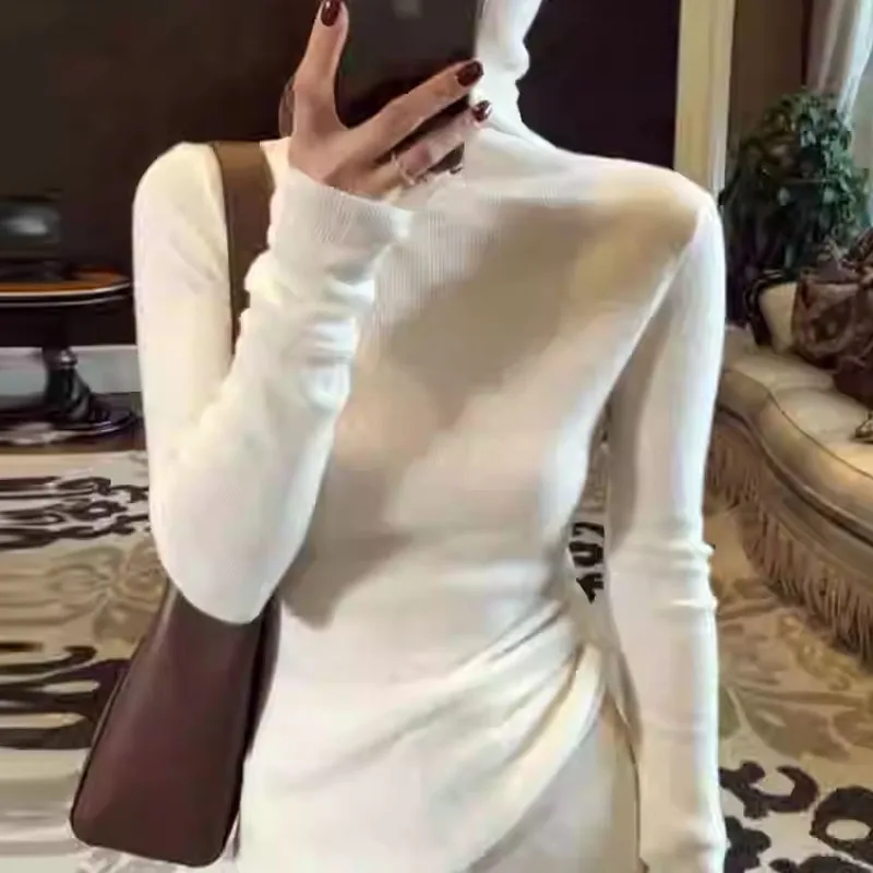 Sueter Feminino 새로운 터틀넥 니트 스웨터 여성 풀오버 긴 소매 블랙 니트 스웨터 풀오버 여성 탑 스웨터 Q2552