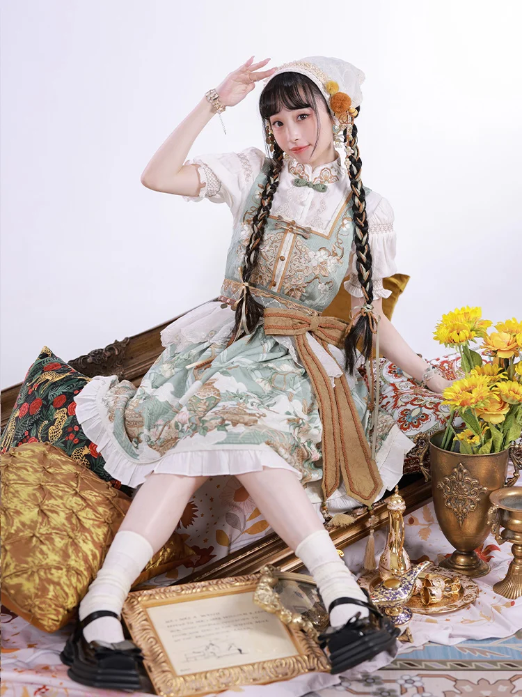 Ensemble chemise et robe de style chinois pour filles, robe Lolita, Cosplay Sweet Loli, vêtements pour filles, haute qualité, été, nouveau, 03/Street