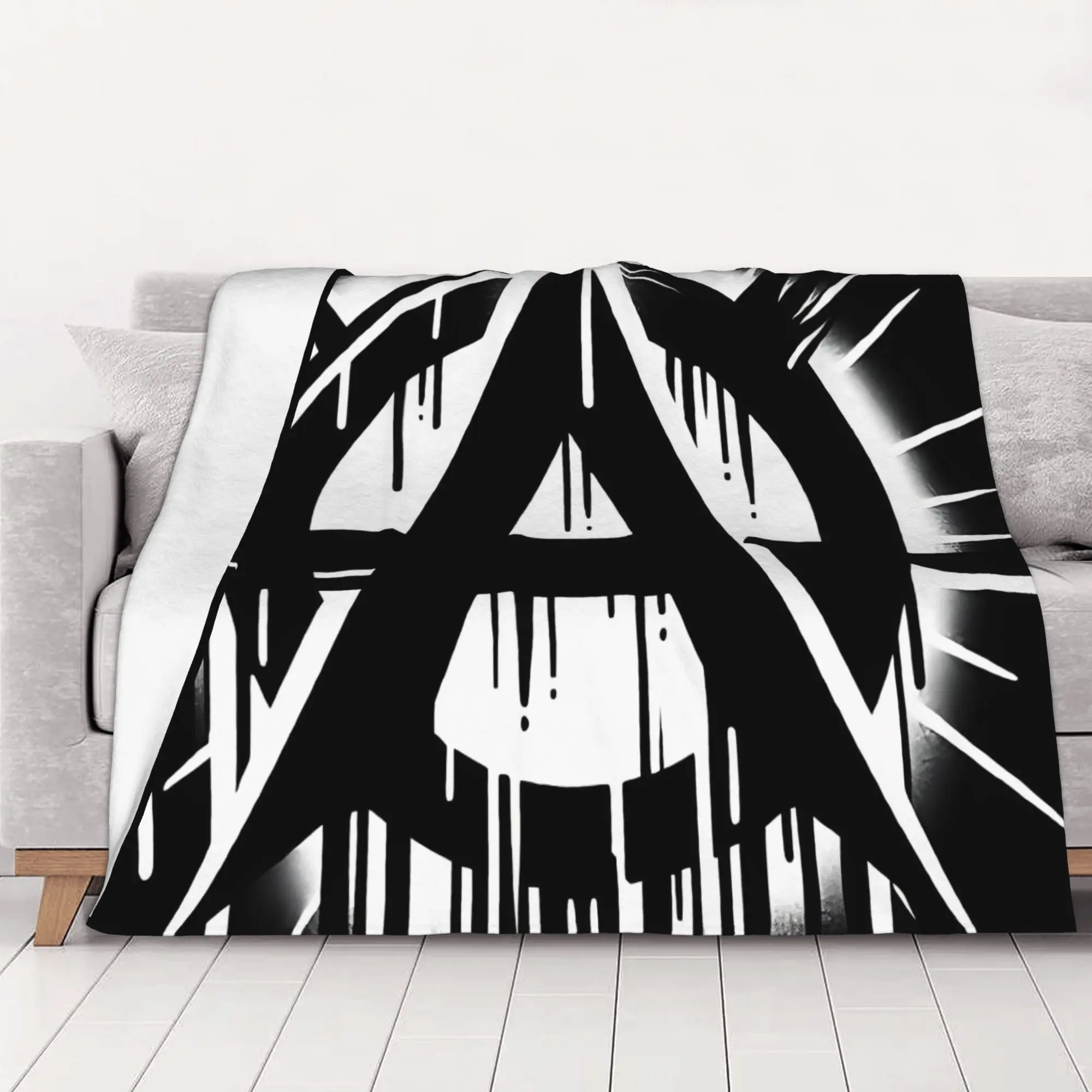 1PC home Cute Room Decor Anarchy black and white poster Blanket Throw Blanket Anarchy Novelty Warm Blanket All Season