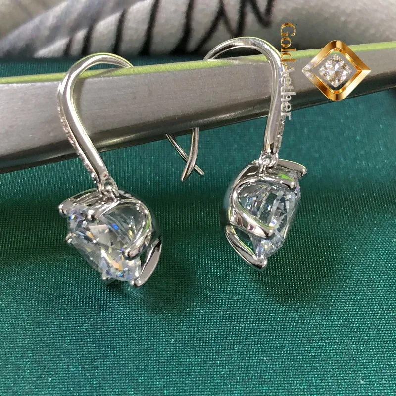 

Серьги GoldNouveau Super с муассанитом D, 3 карата/шт., круглая огранка 9,0 мм, из цельного белого золота 18 карат, для помолвки, ювелирные изделия G18K E065