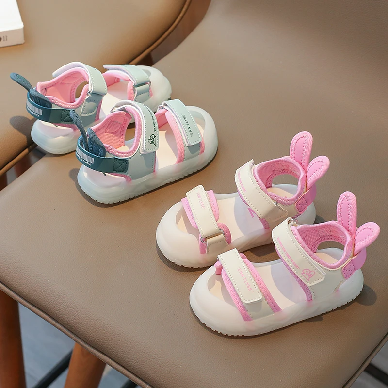 

Детские сандалии для детей от 3 до 12 лет, зеленовато-розовые мягкие пляжные туфли для мальчиков и девочек, повседневные нескользящие детские спортивные сандалии для малышей