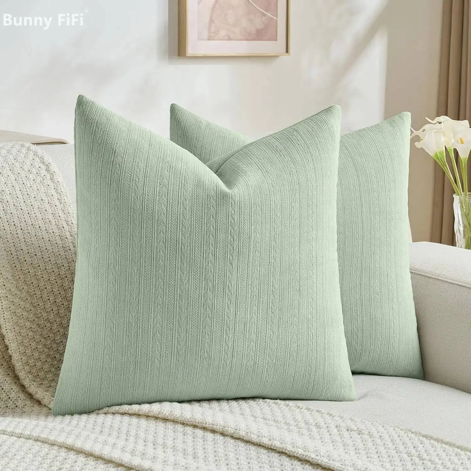 2pcs Wheat Ear Pattern Solid Nordic Cushion Covers Soft Chenille Fabric Decorative Throw Pillow Case For Sofa Bed Home Decor