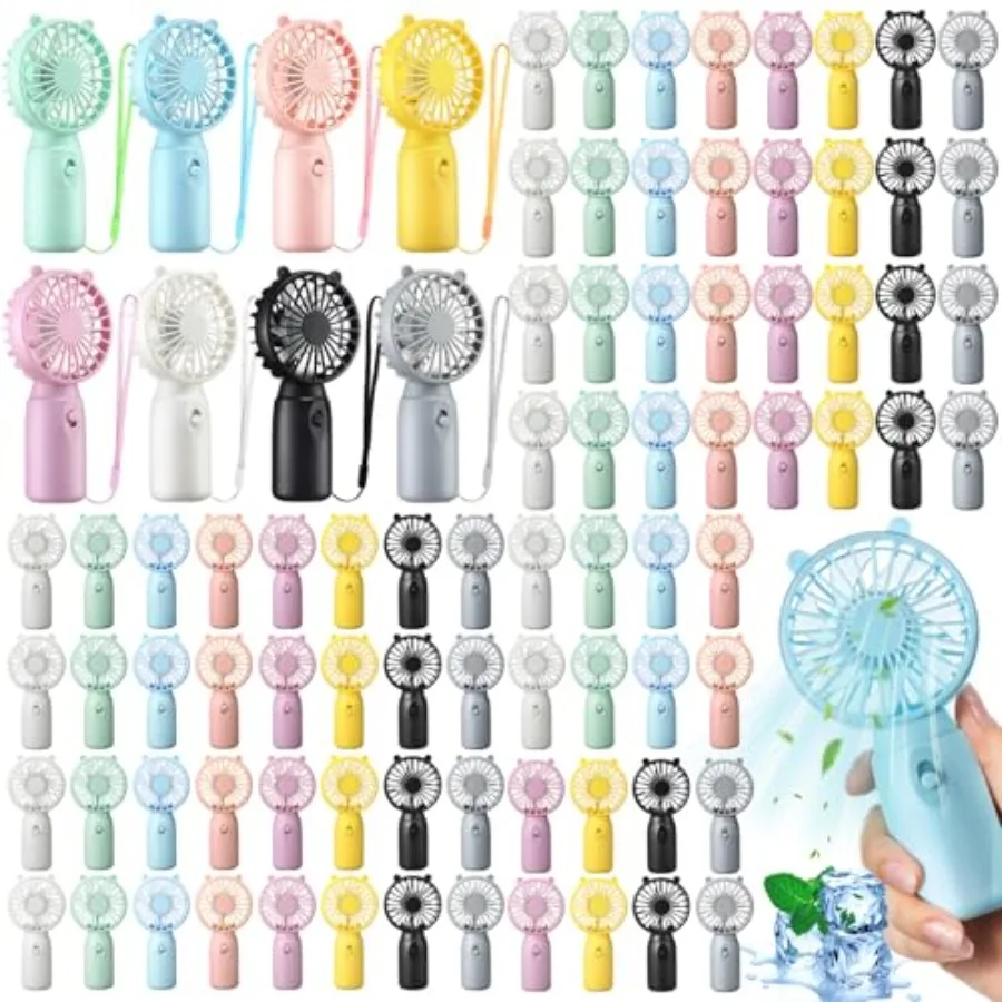 

80 Pcs Mini Portable Fans Bulk Handheld Battery Operated Fan with Lrd for Makeup Eyelash, Cooling Lightweight Pocket Personal F