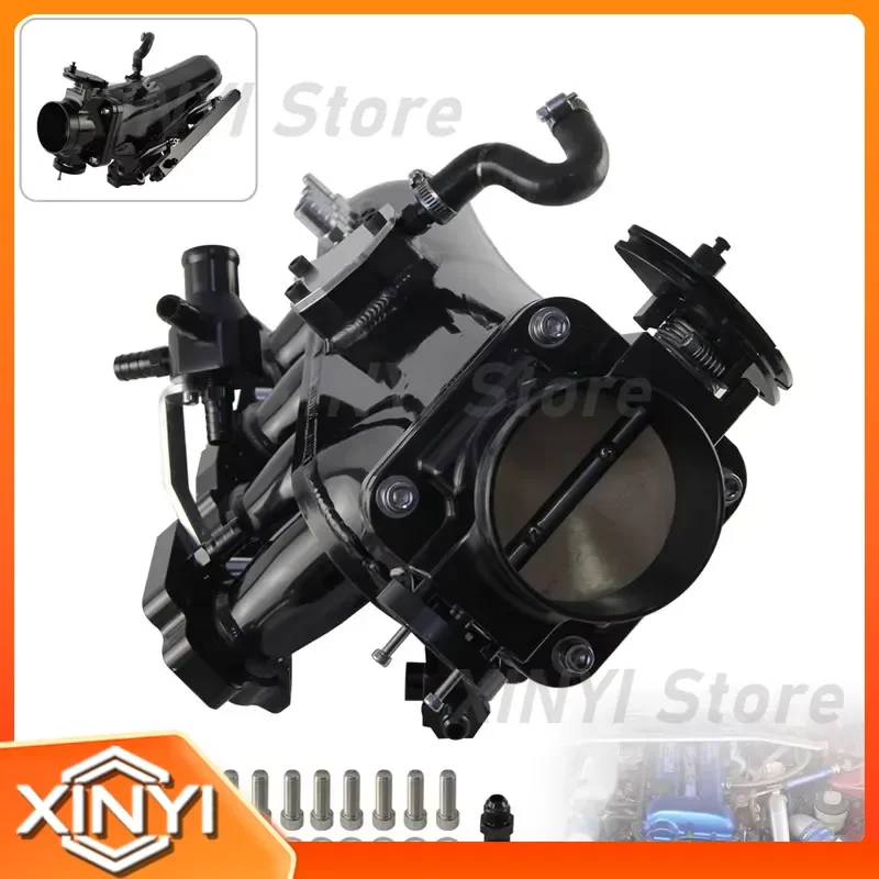 80mm Aluminum Throttle Body Intake Manifold Fuel Rail Kit for Nissan Silvia SR20DET S14 95-98 S15 99-02 Black Silver
