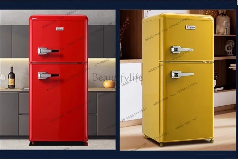 Hot 102-202 liters double door retro refrigerator home, classic, multi-specification, first-class energy efficiency