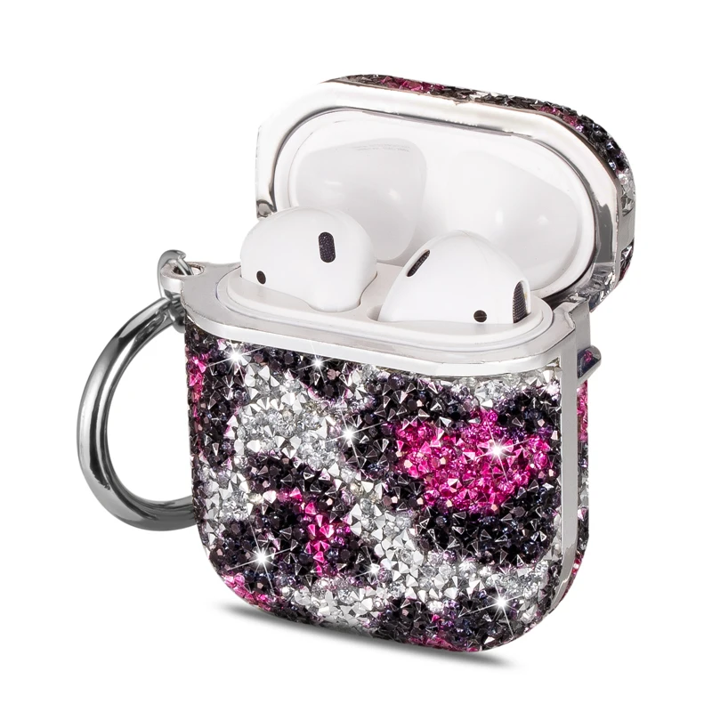 Glitter Leopard Diamond Earpods Case for Apple Airpods Pro 2 Airpod 3 2 1 Bling Rhinestone Wireless Bluetooth Earphone Cover