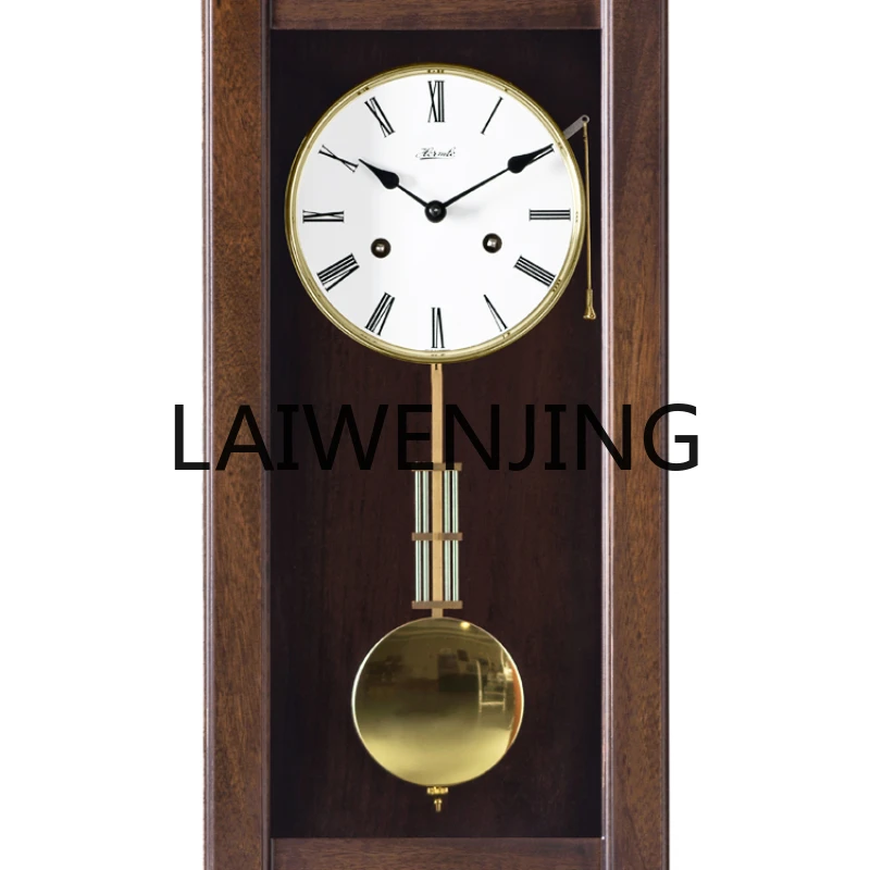 RWJ Solid Wood Mechanical Wall Clock Fashion Retro Clock Creative Decoration Large Wall Clock