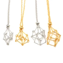 3 Colors Natural Collecting Stones Crystal Holder Cage Necklace Adjustable Net Metal Adjustable Pendant Chain Jewelry Gift