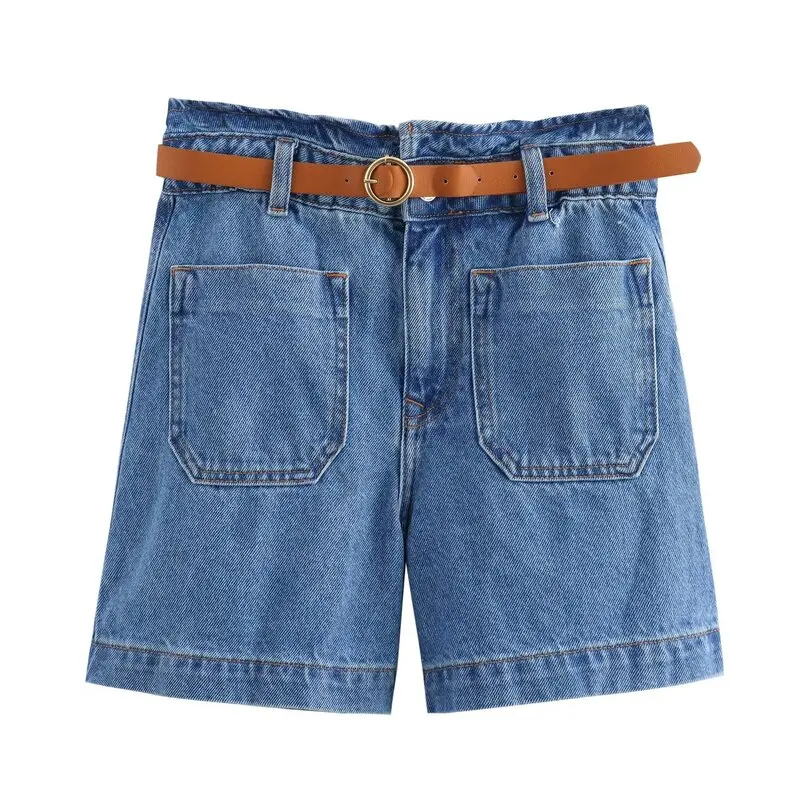 صيف 2024 جينز نسائي فضفاض متعدد الاستخدامات بحزام مستقيم الساق جاهز عالي الخصر سراويل غير رسمية Sli