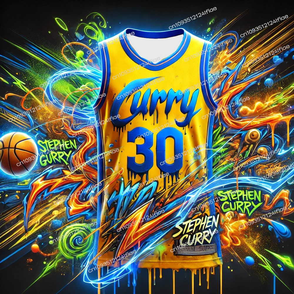 Nuevo chaleco deportivo de baloncesto para hombres adultos Curry No. 30 Edición de Coleccionista Camiseta de baloncesto Graffiti Streetwear Kit de camiseta especial