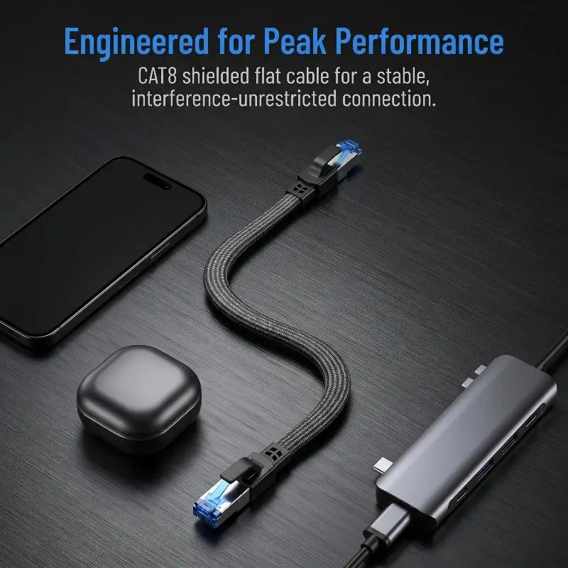 【Y】1Pc High-Speed CAT8 Ethernet Cable 40Gbps 2000MHz RJ45 Flat & round for Internet Router Smart TV Server Gaming Patch Cord