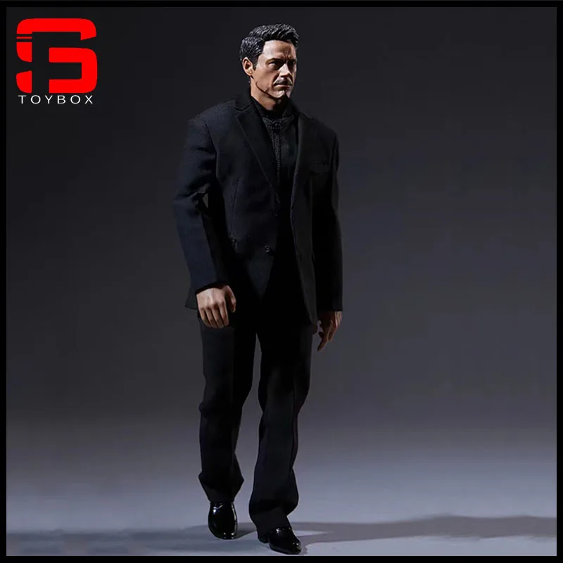 

AFS A016 1/6 Scale Male Black Suit Coat Shirt Pants Shoes Glasses Set Model Fit 12'' BD001 Narrow Soldier Action Figure Body