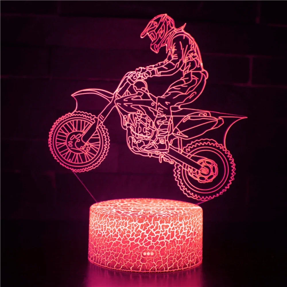 Imagem -02 - Nighdn-motorcycle Rider Led Night Light For Kids 3d Illusion Lamp Decoração do Quarto Aniversário e Presente de Natal Acrílico