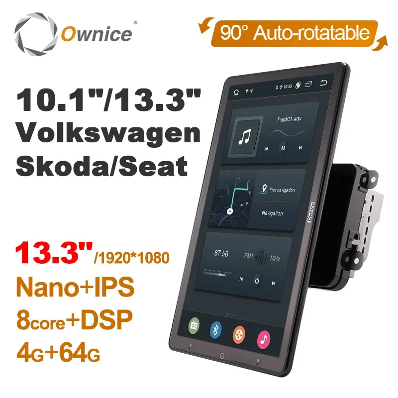 

Tesla 13.3 Inch 1920*1080 2 Din Android 10.0 Car Radio for VW Skoda Seat GPS Auto Audio System Stereo Player Auto Rotatable