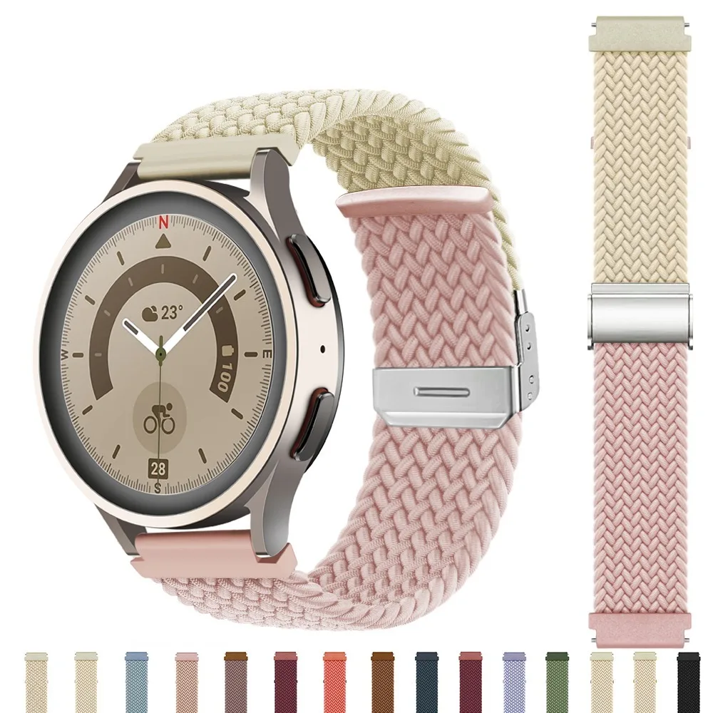 20mm 22mm Nylon Braided Strap for Samsung Galaxy Watch Band 6 Classic 43/47mm Color Blocked Bracelet for Watch 7 6 5 4 44mm 40mm