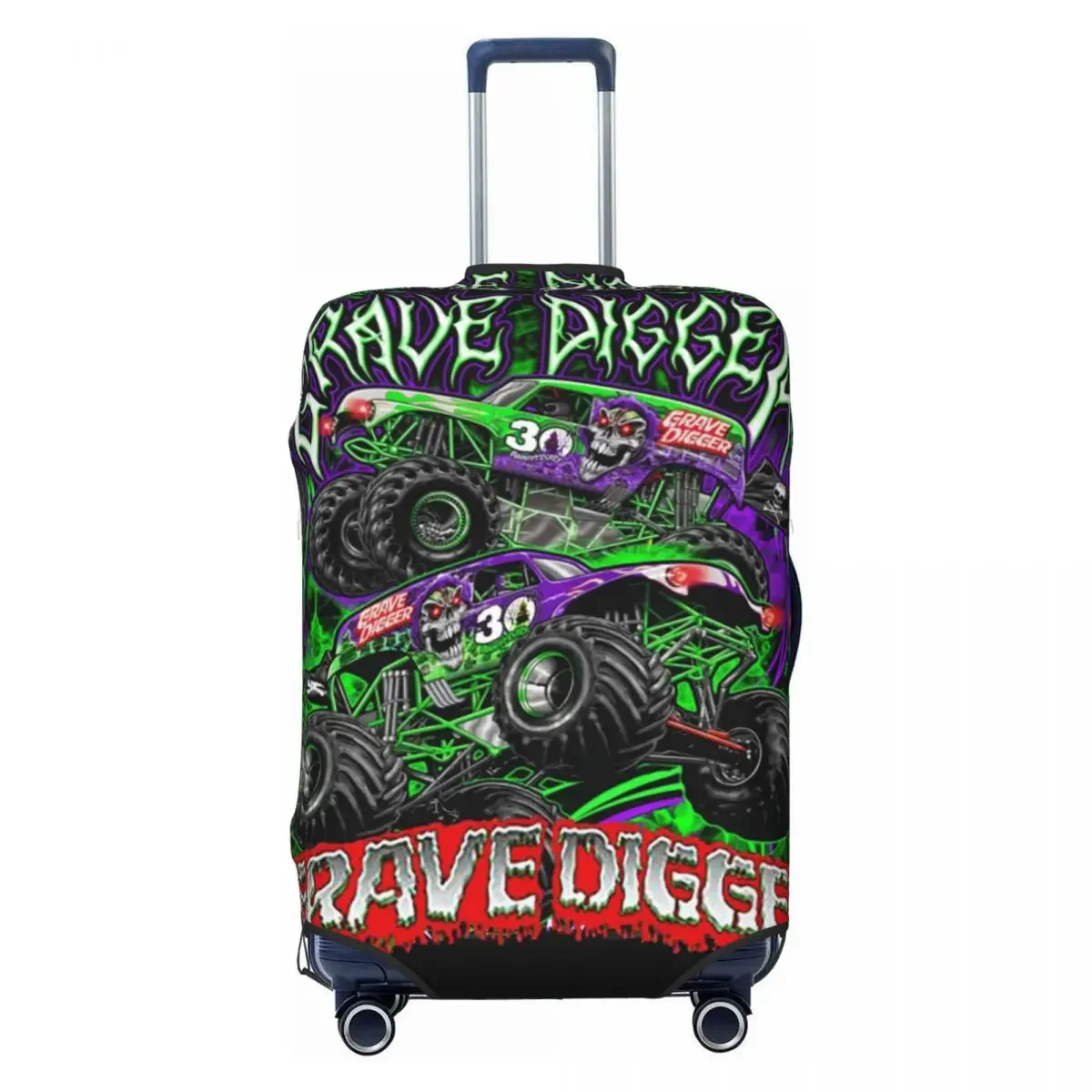 Jam Truck Suitcase Cover Grave Digger Holiday Travel Fun Xmas Gift Luggage Case Protection