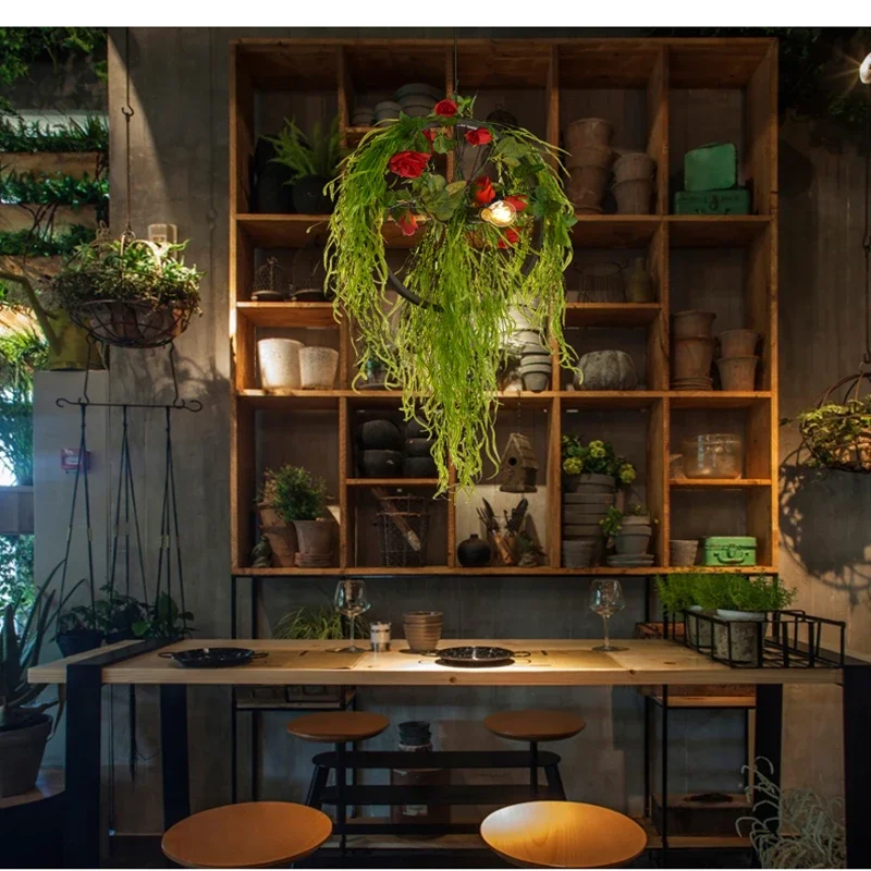 Imagem -04 - Imitação Iluminação de Plantas Verdes Arte Industrial Criativo Lustres Adequado para Restaurantes Cozinhas Salas