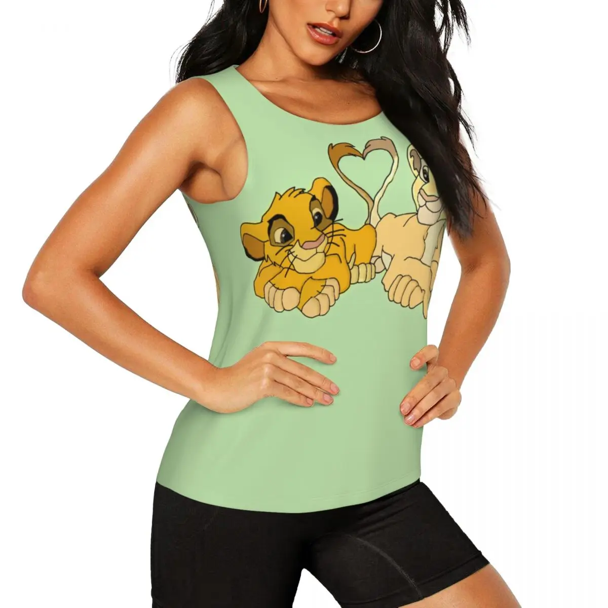 Custom The Lion King Simba And Nala Workout Tank Tops Women Quick Dry Sleeveless Hakuna Matata Cartoon Film Yoga Shirts