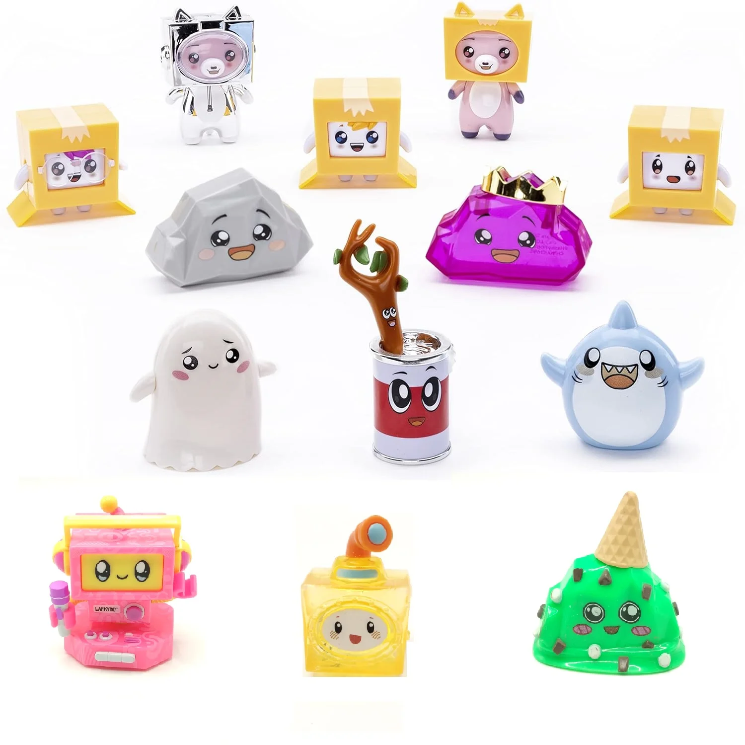 1 unidade Original Lankybot Figura 5-8cm Coleção Adorável Edição Ultra Rara Mini Figuras Brinquedos Robô Dourado Melhores Presentes para Crianças e Meninas