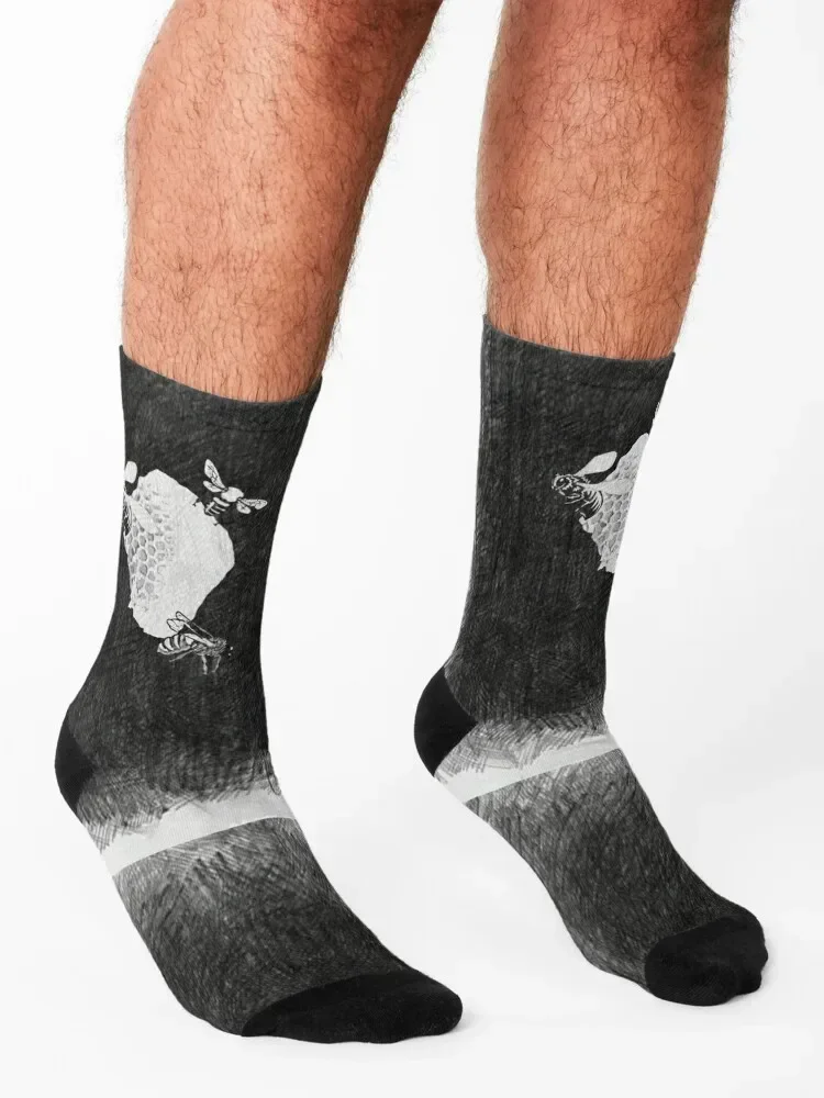 Gothic bee Socks gift winter thermal set hiking Man Socks Women's