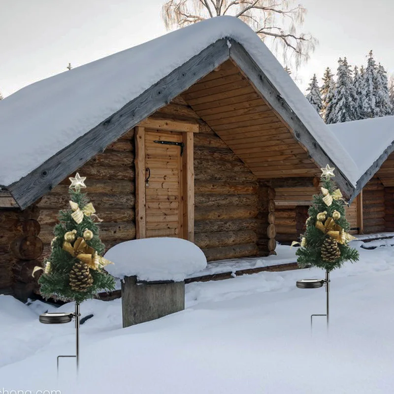 Nuova lampada da terra a LED solare a quattro colori per albero di natale decorazione per esterni cortile di natale prato giardino luci paesaggistiche