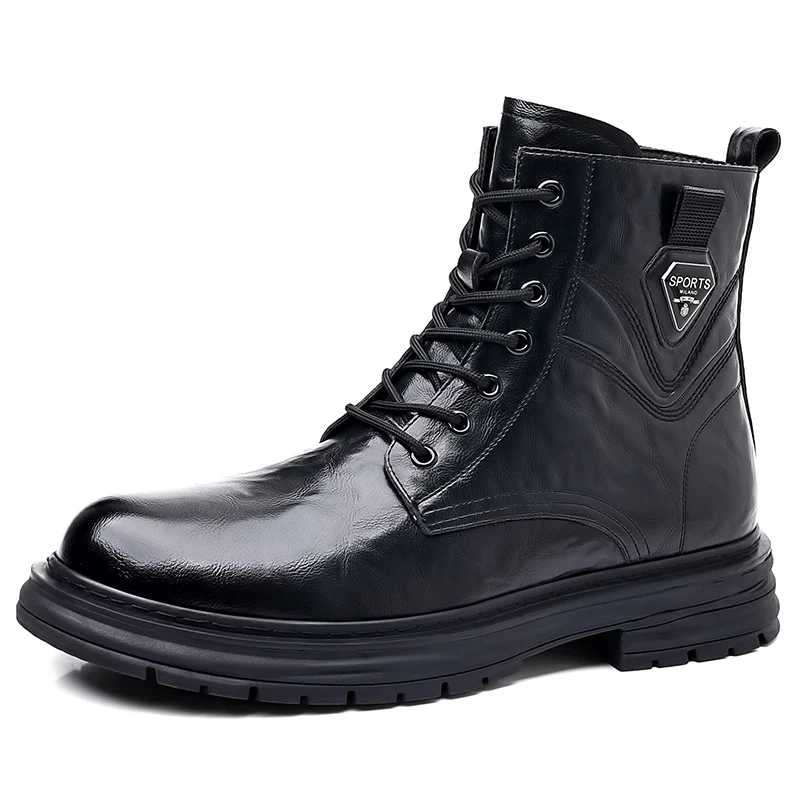 High Quality Brand Men\'s Leather Casual Shoes Outdoor Workwear Shoes Thick Soled Wear-resistant Men\'s Motorcycle Boots Handsome