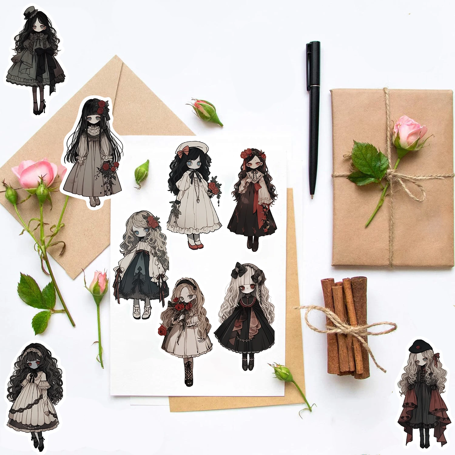 50PCS Vampire Print Stickers Nostalgia Motorcycle Coffee Bar Home Suitcase Living Room Waterproof Art Picture Guitar Sticker