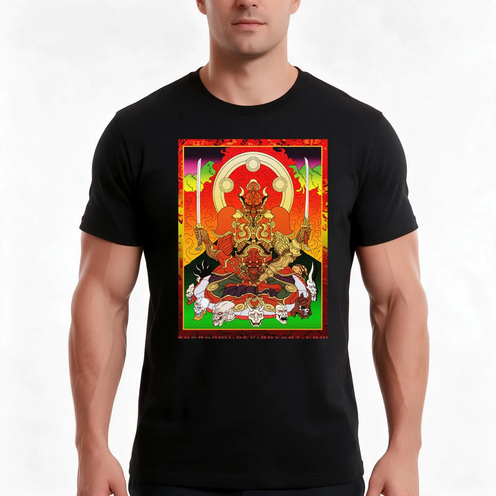 Yoshimitsu, Tekken and Soul Calibur, Buddhism Art Style T-Shirt, Summer Casual Cotton Tee, Oversized Streetwear Tops