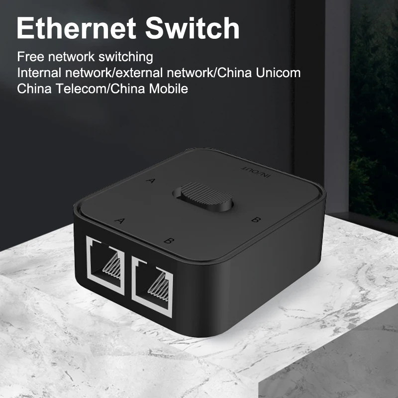 2 Port Gigabit Network Switch Splitter Cable Extender 2 In 1 Out Ethernet Adapter Connector Cable Splitter Extend Router