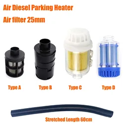 Tubo di aspirazione silenziatore filtro di aspirazione riscaldatore di parcheggio diesel aria da 25 mm 3 tipo adatto per Webasto Eberspacher nero