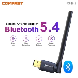 Comfast USB Bluetooth 5.4 Adapter 100M Dongle Free-Drvie BT5.4 for PC Wireless Mouse Keyboard Music Audio Recevier Win 8.1/10/11