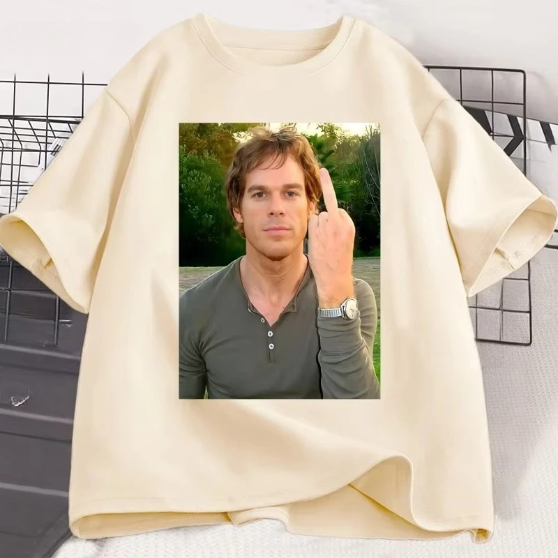 Dexter Middle Finger T-Shirt Funny Dexter Morgan T Shirt Men Women Casual Short Sleeve O-Neck Tshirt Vintage Clothing Tee Tops