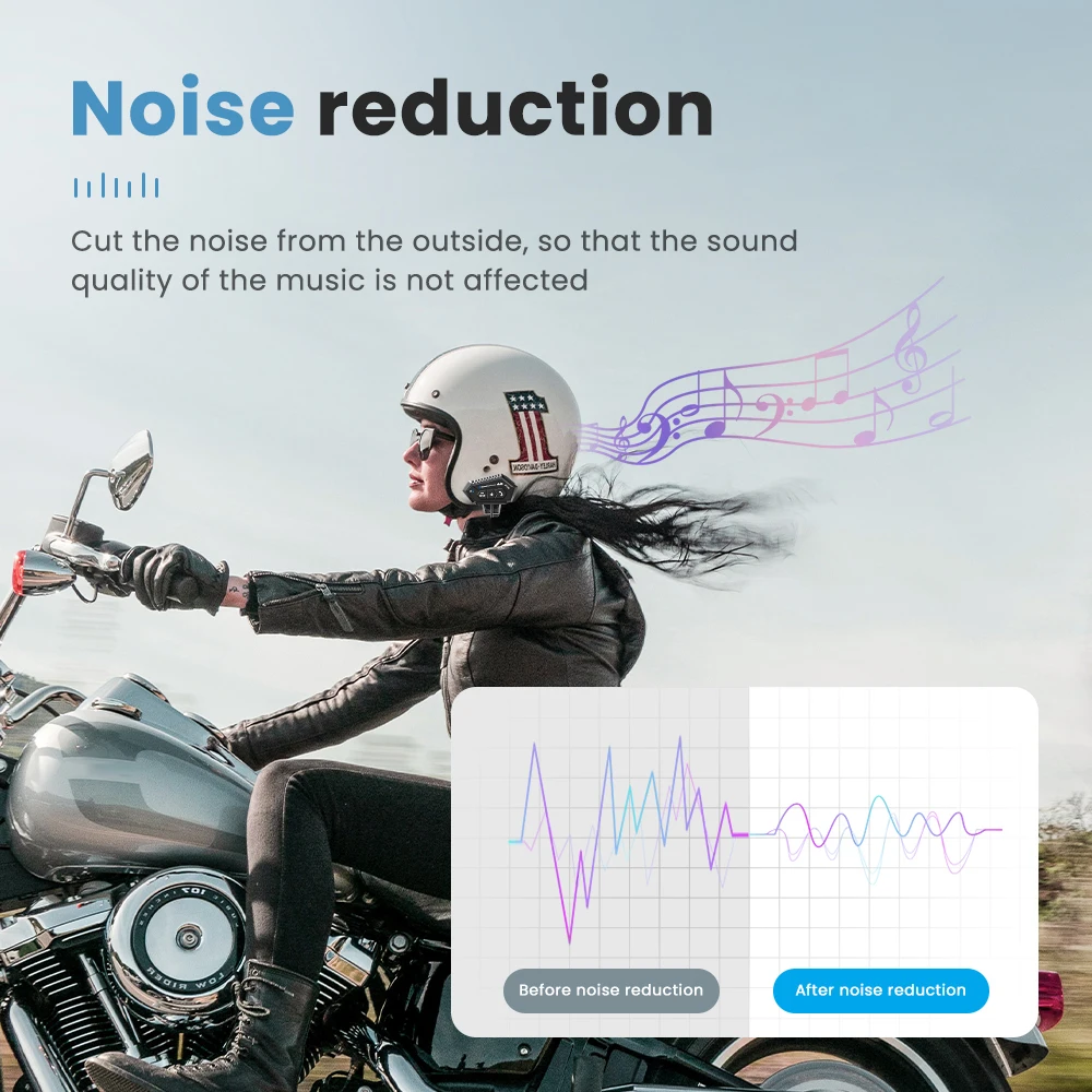 Bluetooth 5.0 Headset Motorcycle Helmet Headphone Intercom 300M Intercom Distance 2000mAh Waterproof Noice Reduction Earphone