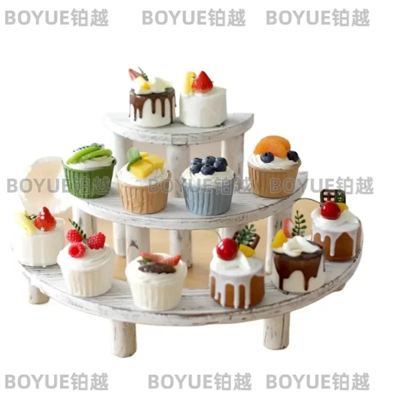Solid Wood Multi Tier Cake Stand Dessert Display Rack Fruit Plate Snack Tray Wooden Shelf for Party Home Kitchen Decoration