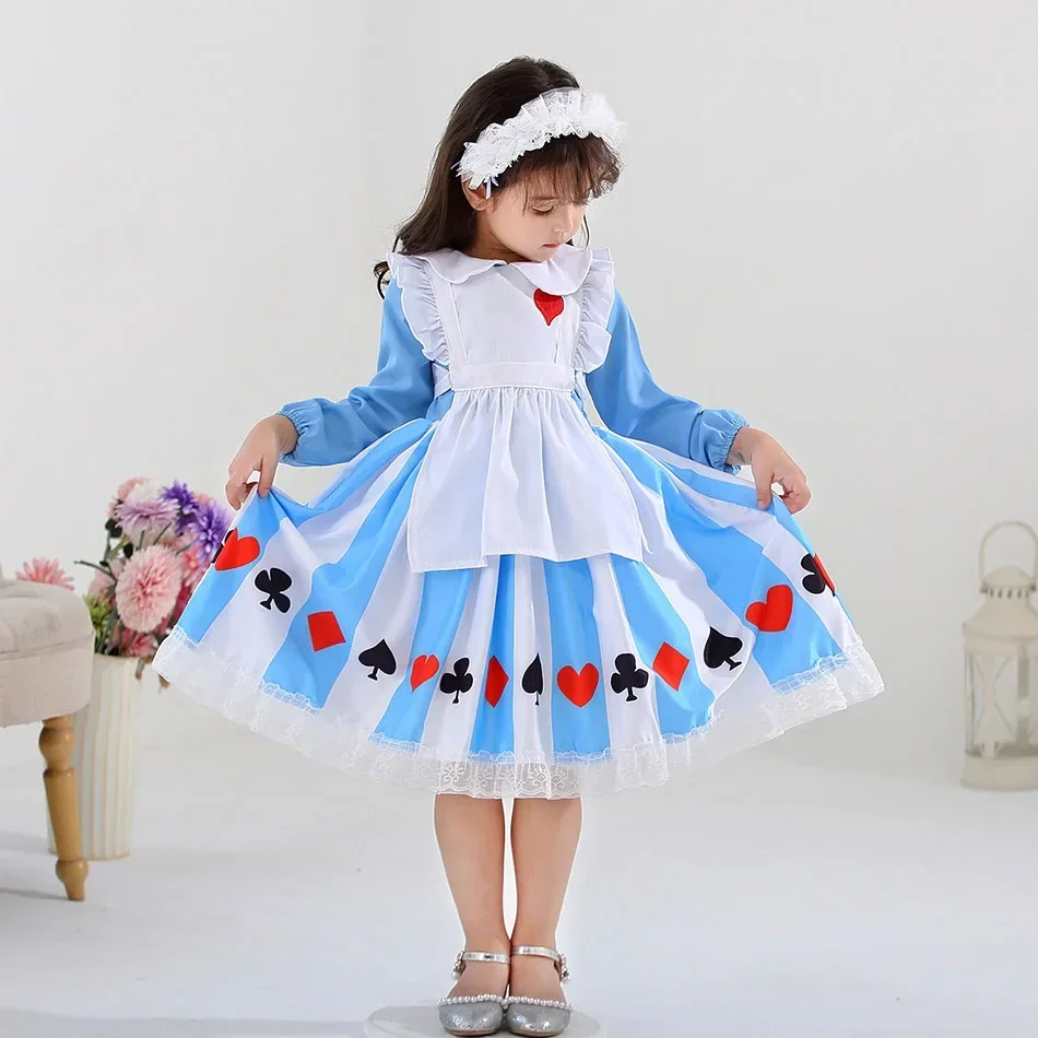 New Sissy Maid Lolita Cosplay Costume Kids Princess Halloween Dress Girls Anime Alice Birthday Party Dress Baby Clothes Outfits