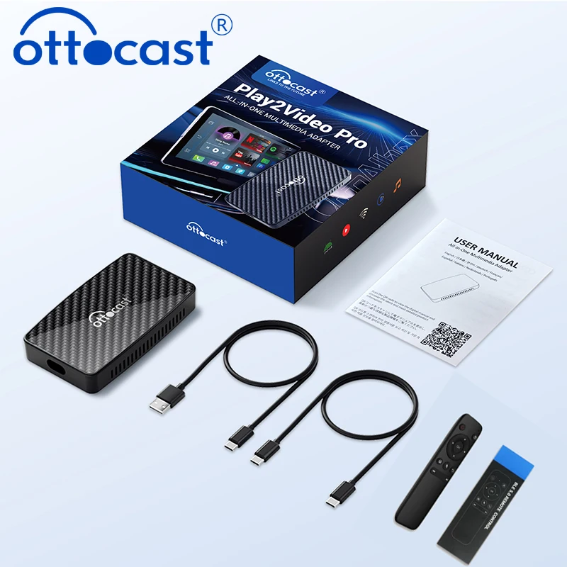 OTTOCAST Android TV Box Draadloze CarPlay-adapter Android Auto Ingebouwde YouTube Netflix Tiktok IPTV Ai Box voor 99% auto's GEEN vertraging