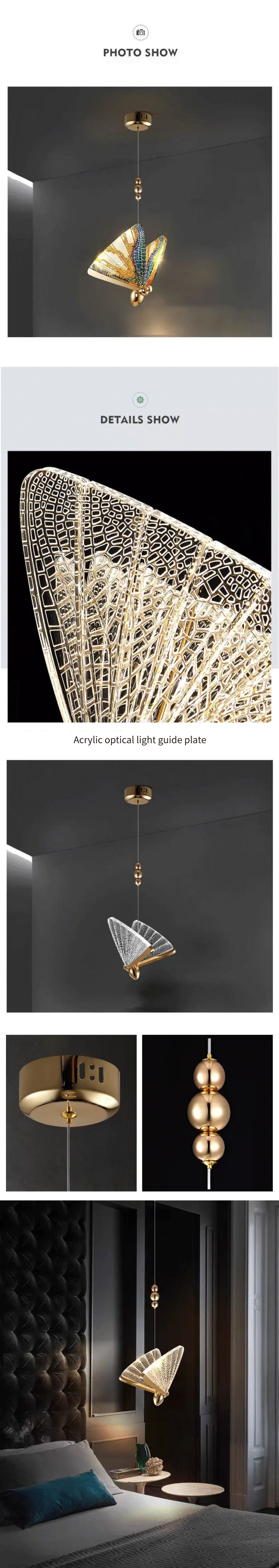 Nordic Acrylic Butterfly LED Pendant Lights Bar Suspend