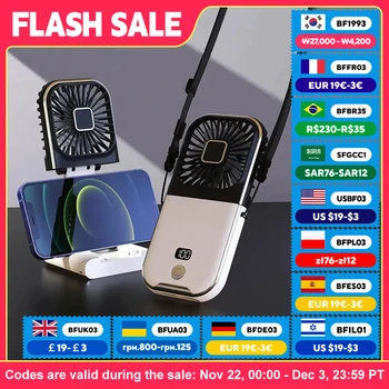 מאוורר צוואר נייד מיני נייד עם סוללת 3000mAh, נטען באמצעות USB, 180 °   קירור אוויר אלחוטי לשולחן מתקפל