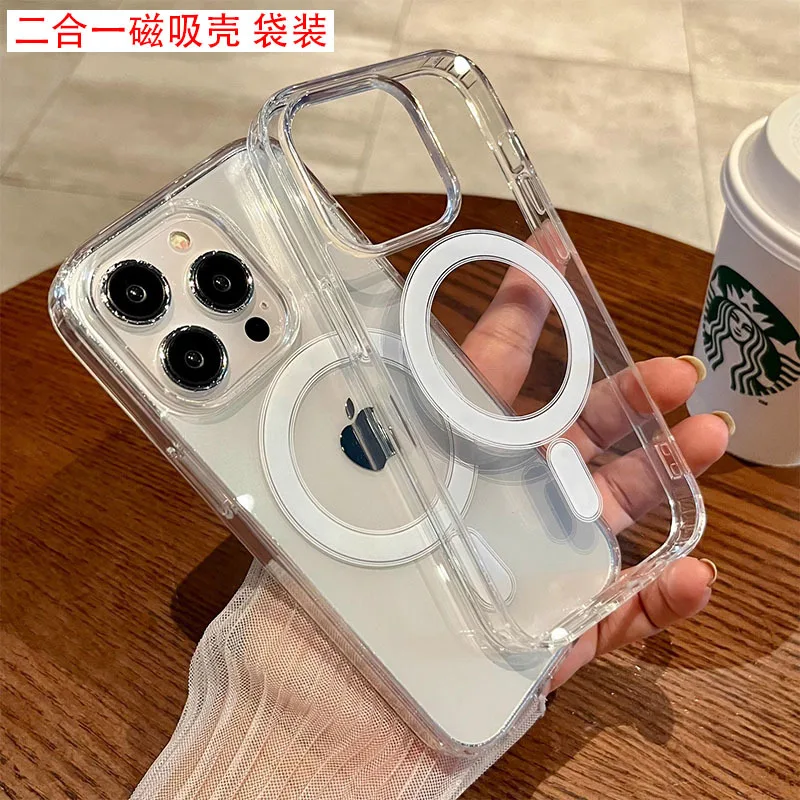 Coques magnétiques transparentes originales pour Magsafe, étui antichoc pour iPhone 17 Air 18 16 Pro Max 15 14 13 12 Mini 11 X XR 8