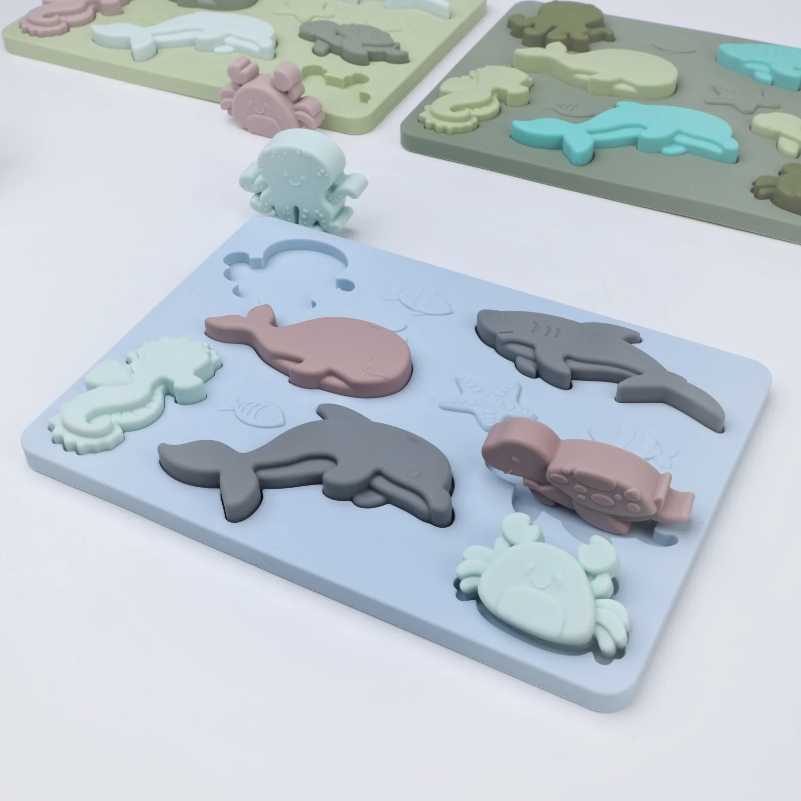 Silicone Marine Animal Puzzle para crianças, Brinquedos educativos sensoriais do bebê, Geometria Matching Board, Novo, Hot Sell