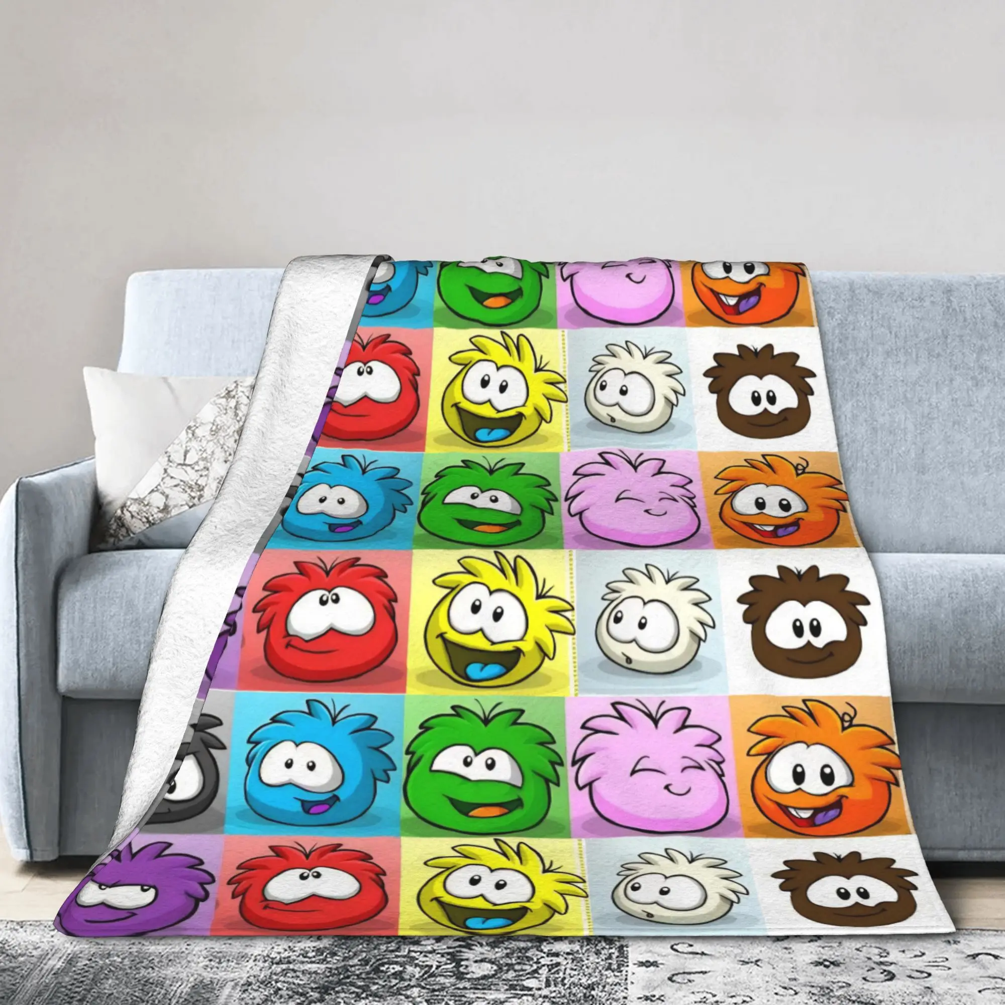 Puffles Cartoon Flannel Blankets  Novelty Throw Blanket for Bed Sofa Couch 125*100cm Rug Piece,