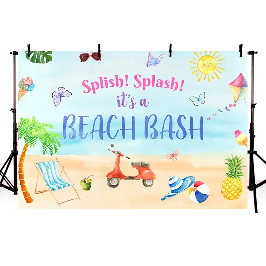 Verão splish respingo fotografia fundo praia bash coco tropical festa banner backdrops decoração photo studio photozone