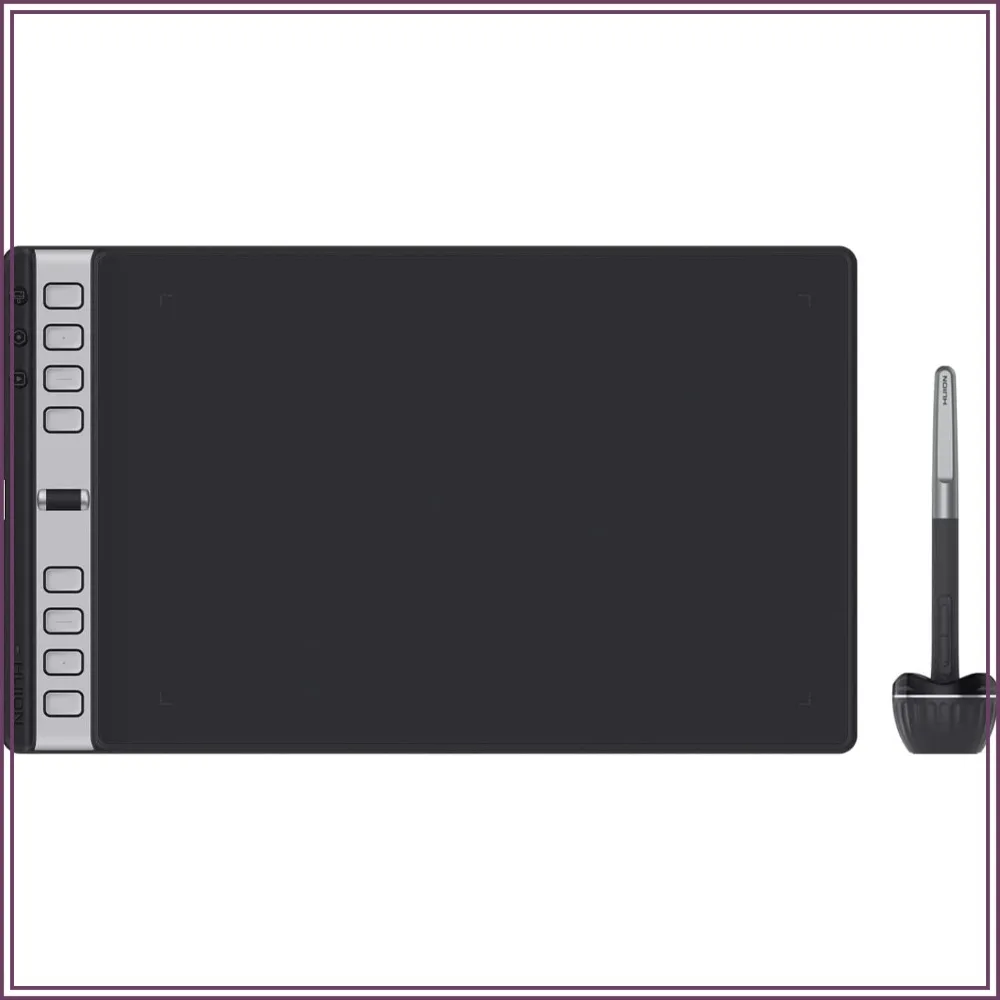 10x6 Inch Drawing Tablet with Scroll Wheel & 8 Custom Keys, Battery-Free Stylus, Compatible with Mac, PC & Mobile, Black