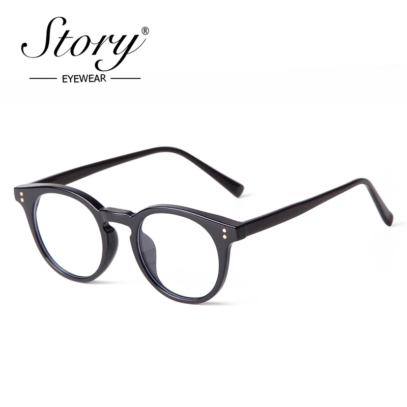 STORY Fashion Korean Rivet TR90 Blue Light Blocking Glasses Women Classics CP Inner Temple Small Round Optical Eyewear Men P7112